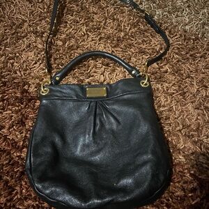 Marc Jacob’s Black Leather Handbag with Gold Accents